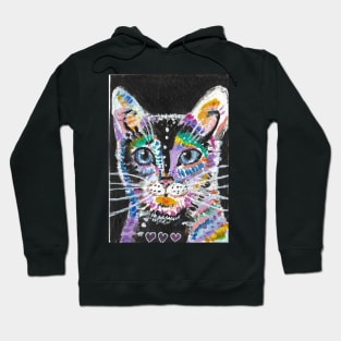 Abstract colorful cat face art Hoodie